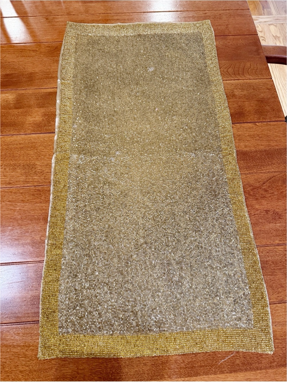 Gold beaded table runner not long
